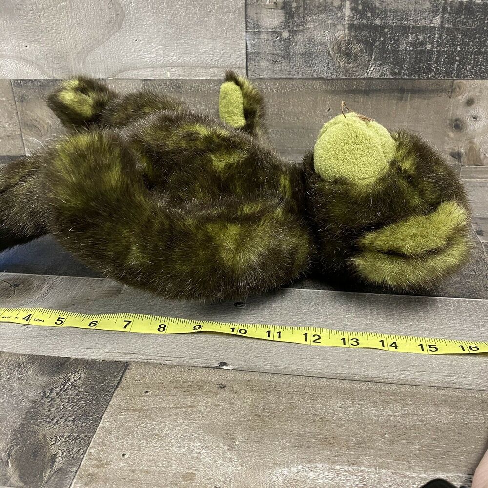 Pottery Barn Sitting Yarn Nose Teddy Bear Green Plush Stuffed Animal - Picture 8 of 8